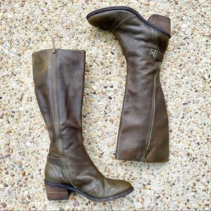 Donald J Pliner Dalee Tall Brown Leather Double Zipper Boots Women’s Size 6.5